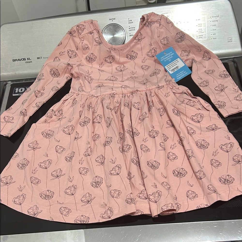 Girl 4t nwt flower antique rose twirl dress casual long sleeve bow